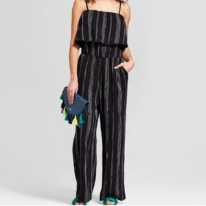 a new day black and white striped jumpsuit, L, NWT